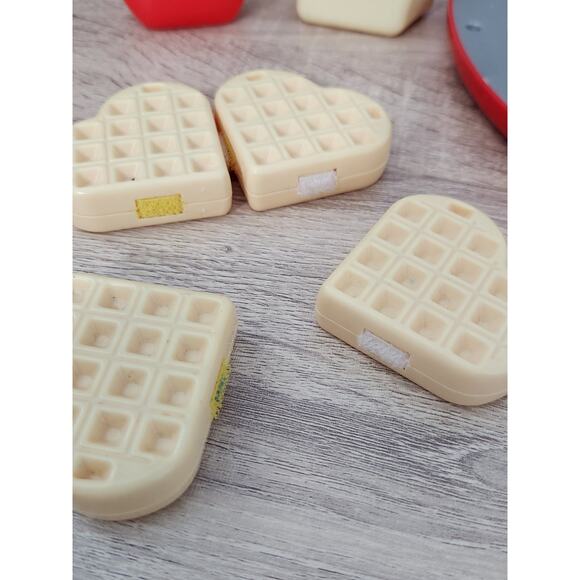 Kids Waffle Maker Toy Pretend Syrup Breakfast Set Play Food Red Appliances - Picture 3 of 8